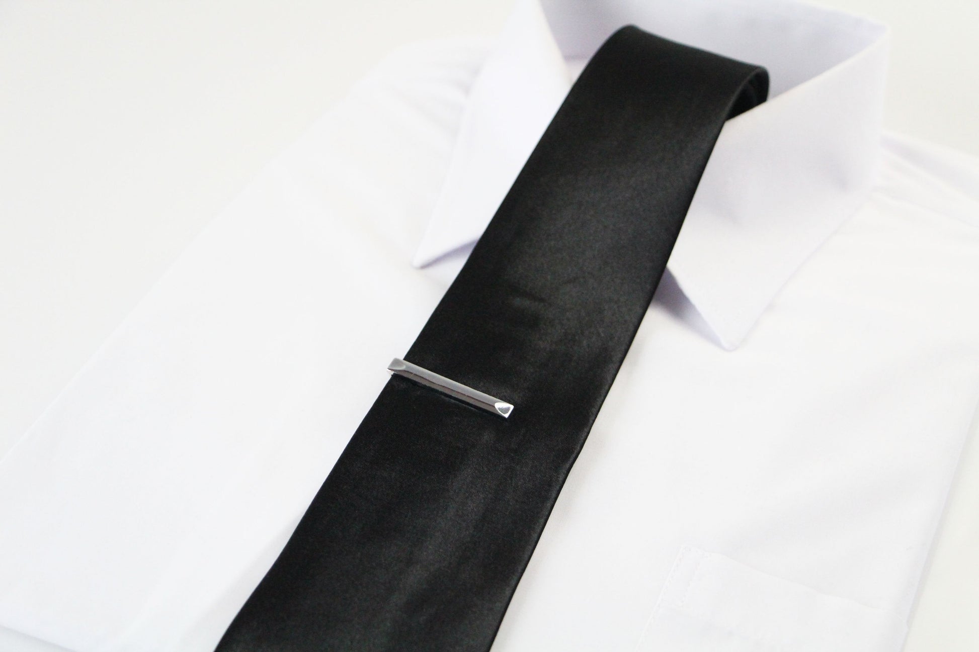 Mens Silver Two Dent Pattern Tie Clip Clasp