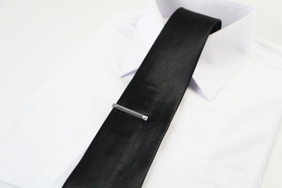 Mens Silver Two Dent Pattern Tie Clip Clasp