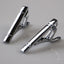 Mens Silver Two Stripe Tie Clip Clasp