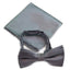 Mens Silver With Silver Stars Matching Bow Tie & Pocket Square Set
