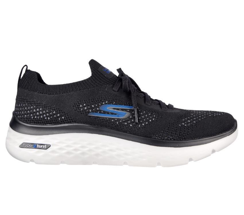 Mens Skechers Go Walk Hyper Burst Black/Grey Walking Shoes