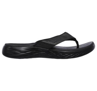 Mens Skechers On The Go 600 - Seaport Black/Black Thongs Sandals