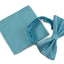 Mens Sky Blue Plain Coloured Checkered Bow Tie & Matching Pocket Square Set