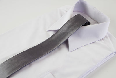 Mens Smooth Rhino Grey 5cm Skinny Plain Neck Tie