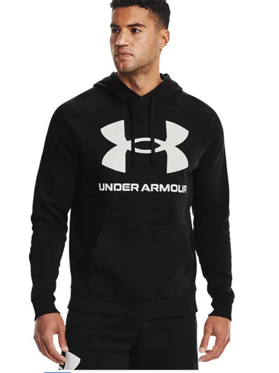 Mens Under Armour Ua Rival Fleece Big Logo Hoodie Sweatshirt Black