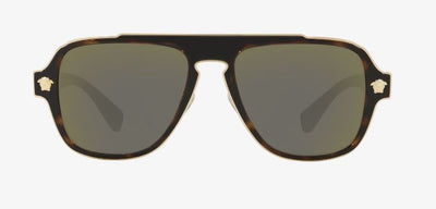 Mens Versace Sunglasses Ve2199 Havana/ Dark Grey Mirror Gold Sunnies
