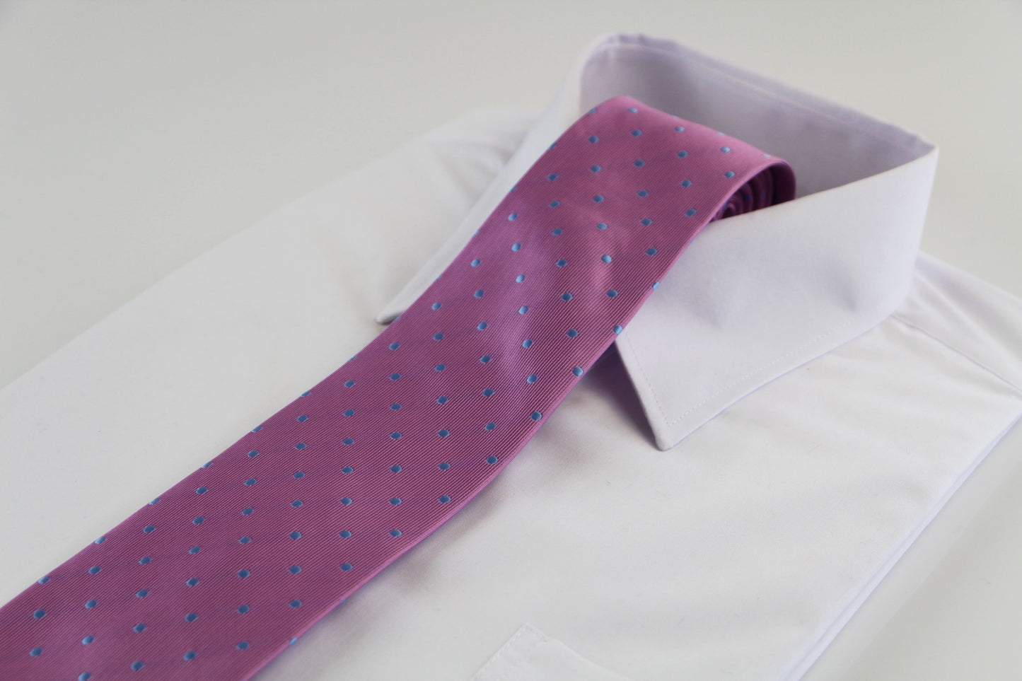 Mens Violet & Baby Blue Mini Polka Dot Patterned 8cm Neck Tie