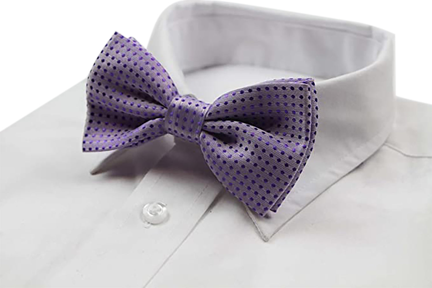 Mens Violet Polka Dot Patterned Bow Tie