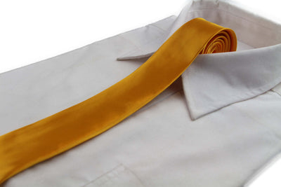 Mens Warm Yellow 5cm Skinny Plain Neck Tie