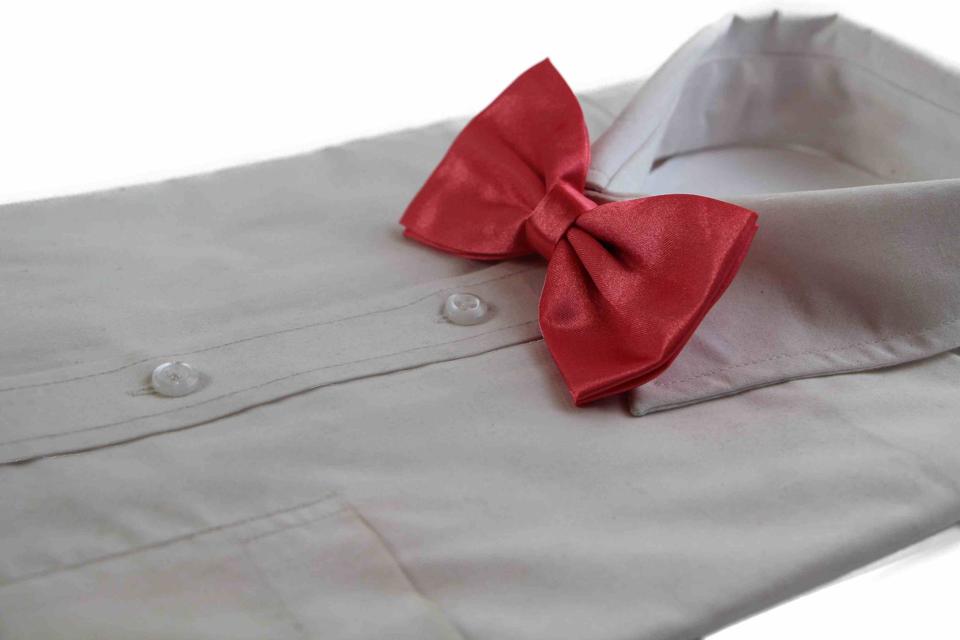 Mens Watermelon Red Solid Plain Colour Bow Tie