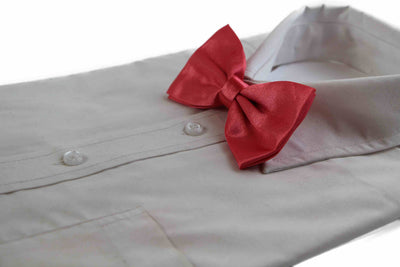 Mens Watermelon Red Solid Plain Colour Bow Tie