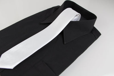 Mens White 5cm Skinny Plain Neck Tie