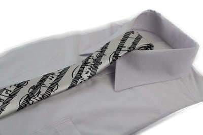 Mens White & Black Sheet Music 5cm Skinny Neck Tie