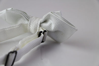 Mens White Diamond Shaped Checkered Bow Tie