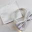 Mens White Plain Coloured Checkered Bow Tie & Matching Pocket Square Set