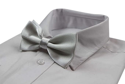 Mens White Solid Plain Colour Bow Tie