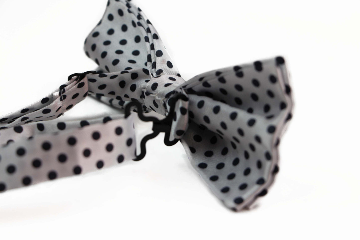 Mens White With Black Small Polka Dot Patterned Bow Ties