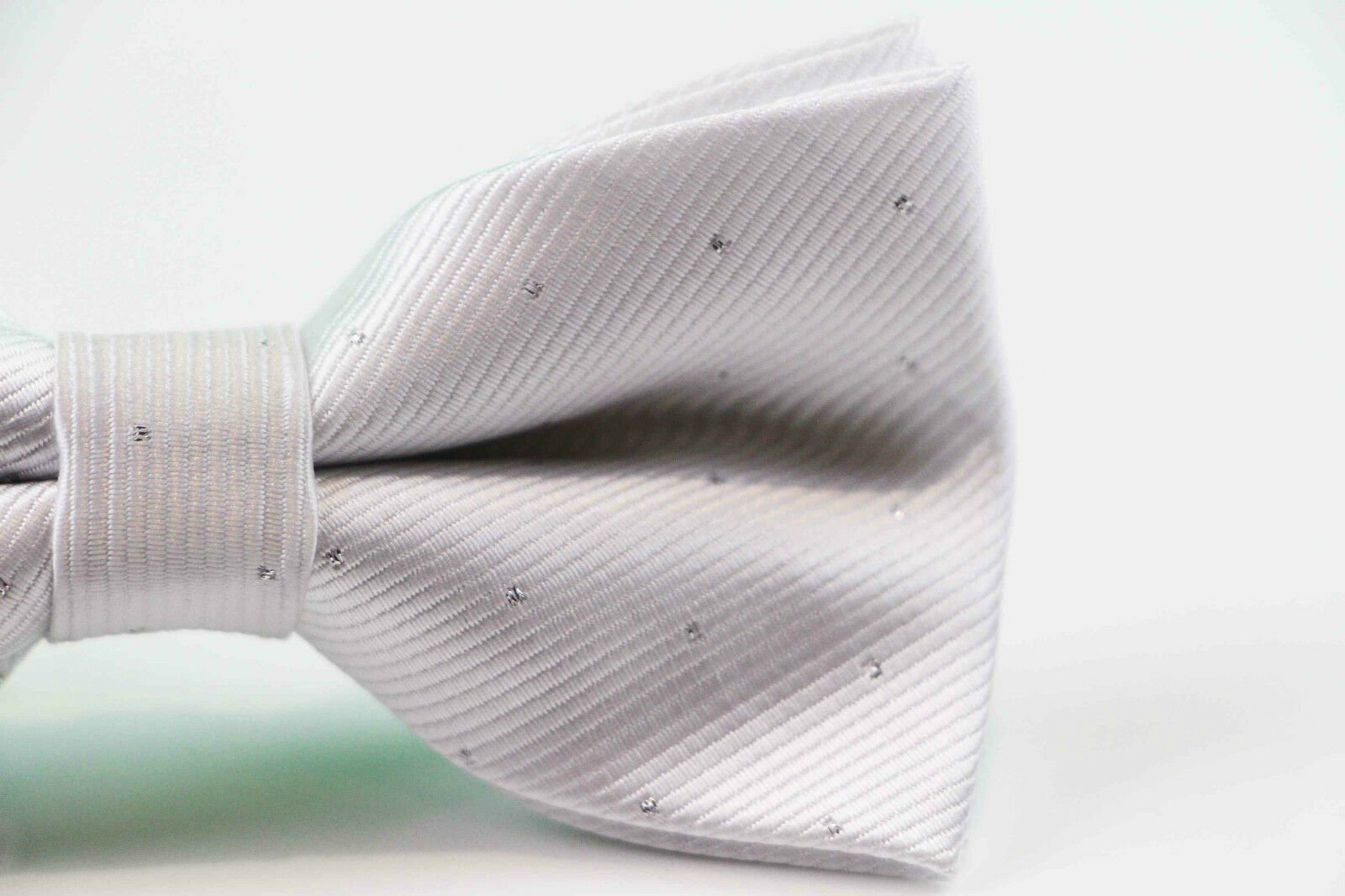 Mens White With Silver Stars Matching Bow Tie & Pocket Square Set