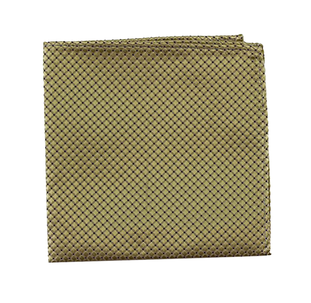 Mens Yellow & Black Checkered Silk Pocket Square