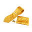 Mens Yellow Boho Paisley Matching Neck Tie, Pocket Square, Cuff Links And Tie Clip Set
