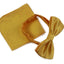Mens Yellow Plain Coloured Checkered Bow Tie & Matching Pocket Square Set