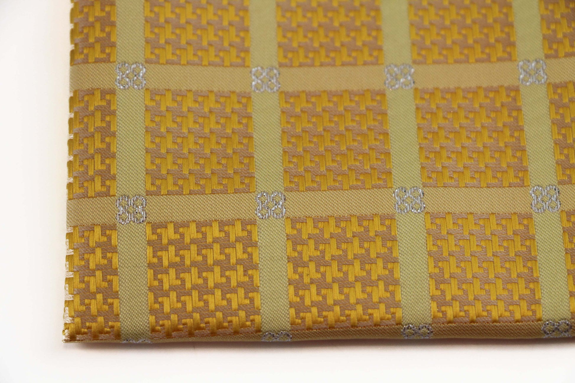 Mens Yellow & Silver Cube Silk Pocket Square