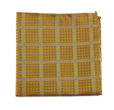 Mens Yellow & Silver Cube Silk Pocket Square