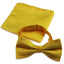 Mens Yellow With Silver Stars Matching Bow Tie & Pocket Square Set