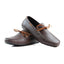 Mens Zasel Anchor Slip On Dark Brown Leather Boat Shoes