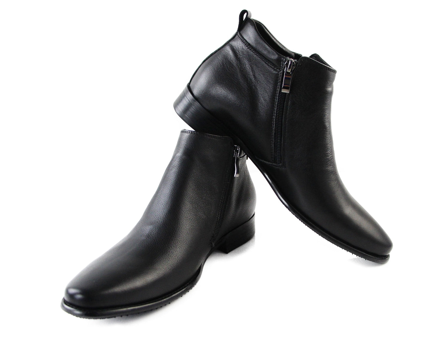 Mens Zasel Jackson Black Leather Zip Boots