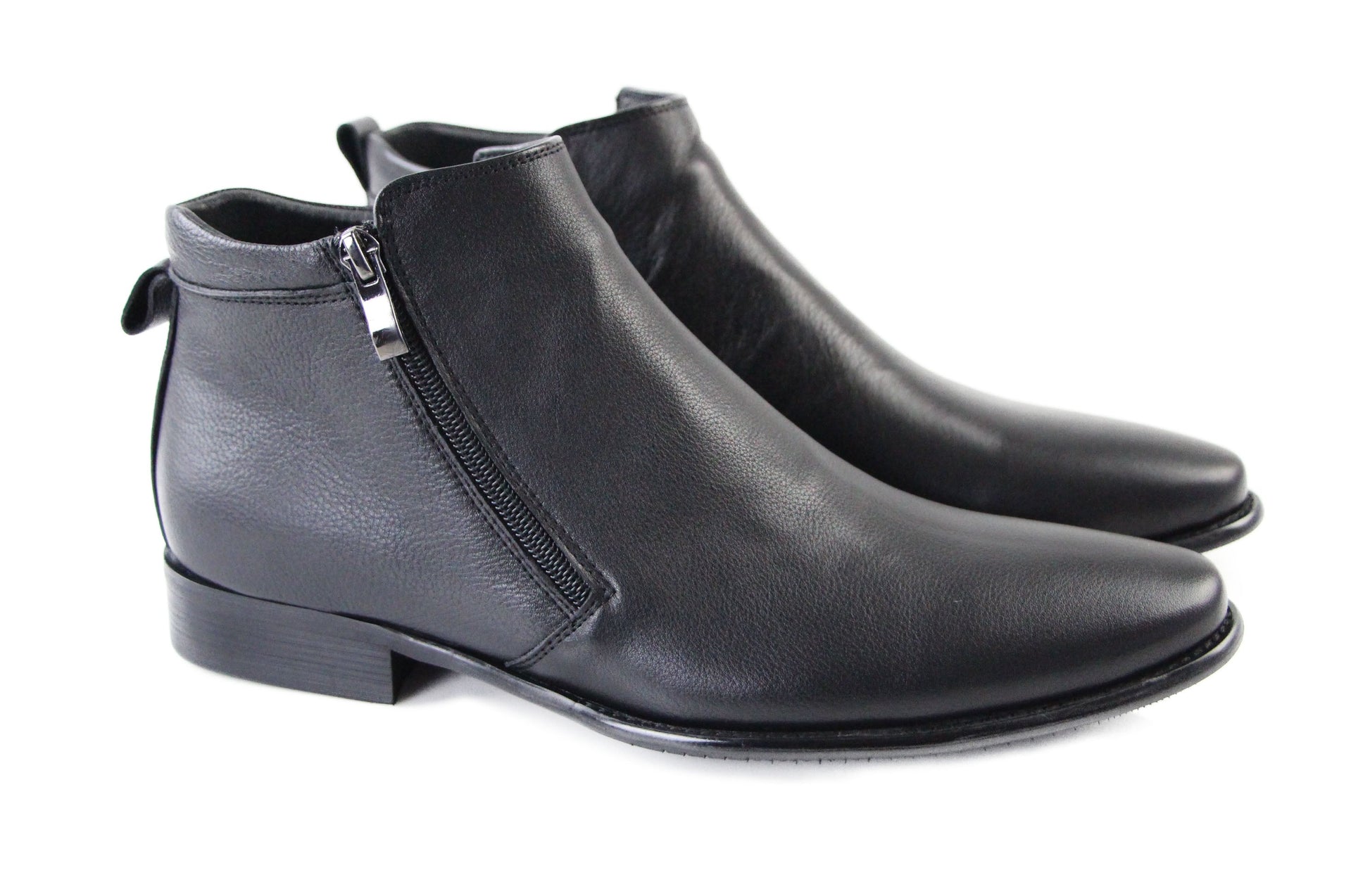 Mens Zasel Jackson Black Leather Zip Boots
