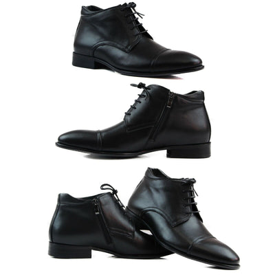 Mens Zasel Razor Black Formal Casual Leather Lace Up Dress Casual Boots