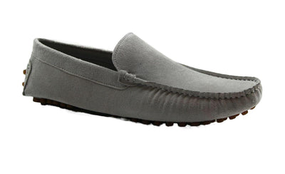 Mens Zasel Summer Boat Shoes Light Grey Suede Slip On Loafers