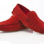Mens Zasel Summer Slip On Red Suede Boat Shoes