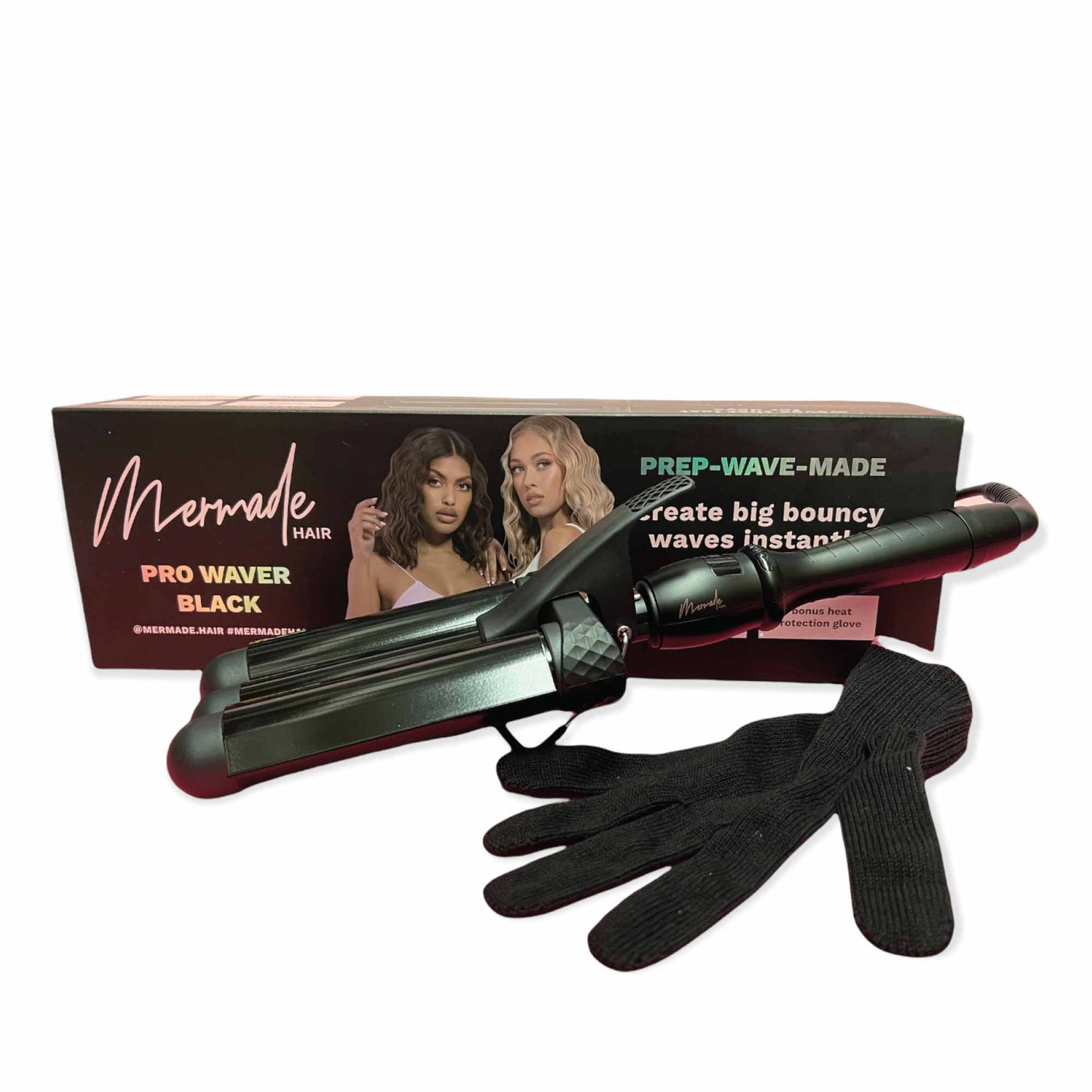 Mermade Hair Pro Waver 32mm Black 3 Barrel Styling Wand Mermaid Wave Tool