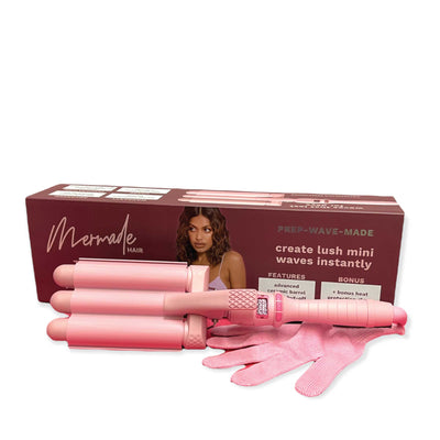 Mermade Hair Pro Waver Mini 25mm Pink 3 Barrel Styling Wand Mermaid Wave Tool