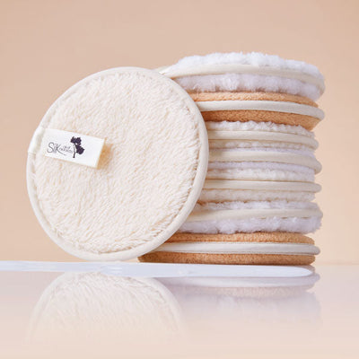 Microfibre Re-useable Makeup Remover Pads Opt 3 - 2 pack White & Cream