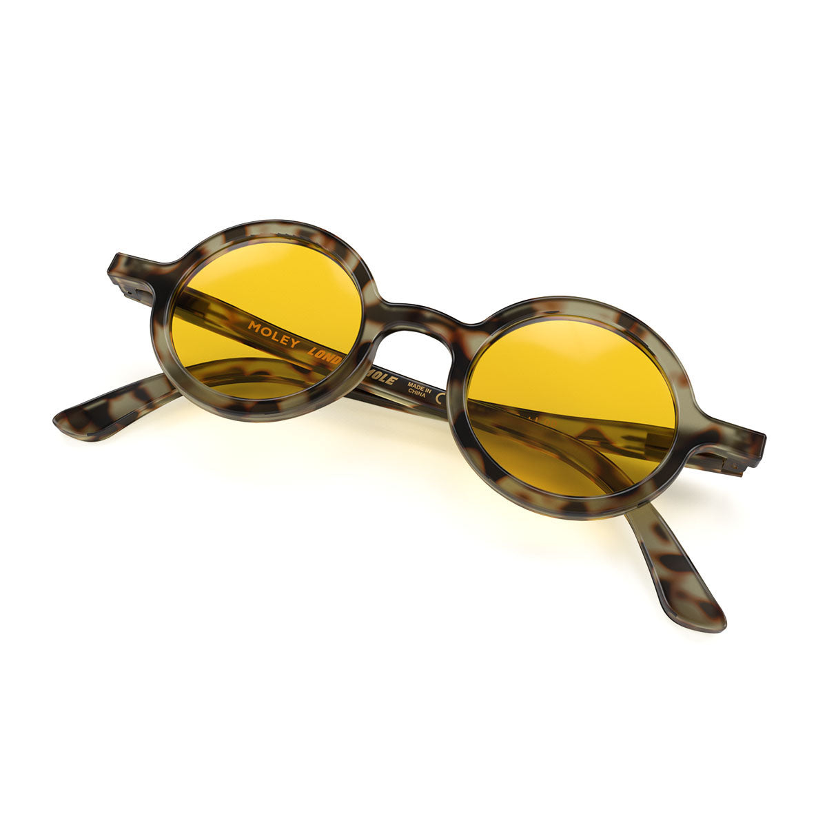 London Mole Moley Sunglasses Gloss Grey Tortoise Shell / Yellow