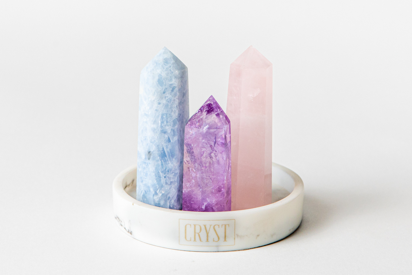 Mothers Crystal Trio - Rose Quartz, Blue Calcite + Amethyst