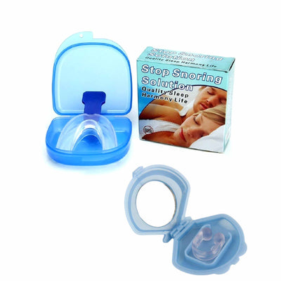 Mouthguard Mouthpiece + Nose Clip Anti Snoring Aid Sleep Breathing Device