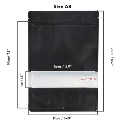 1300 Resealable Stand Up Bags 21x17cm - Black Food Packaging Zip Pouch