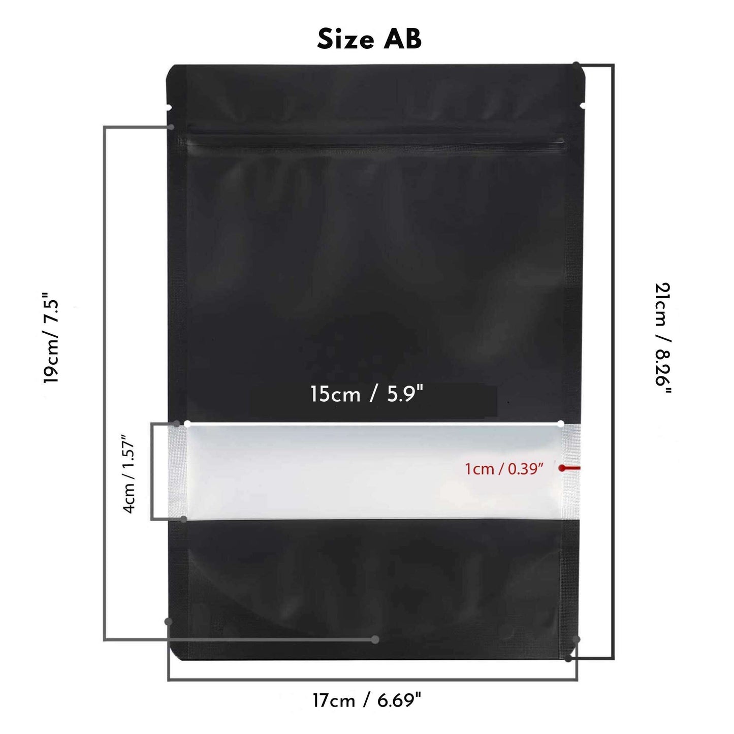 Resealable Stand Up Bags 21x17cm - Black Food Packaging Zip Pouch