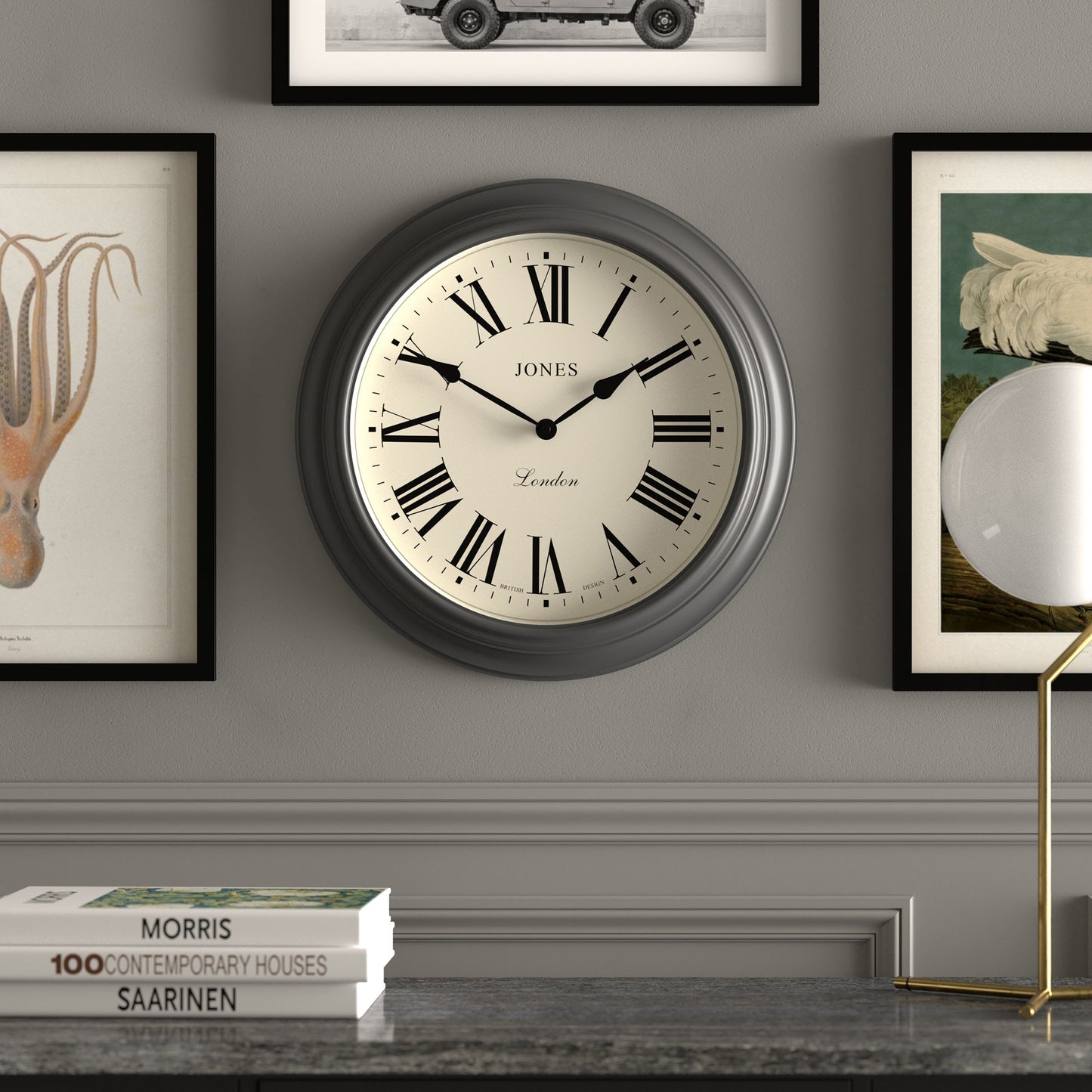 Newgate Jones Supper Club Clock Charcoal Grey