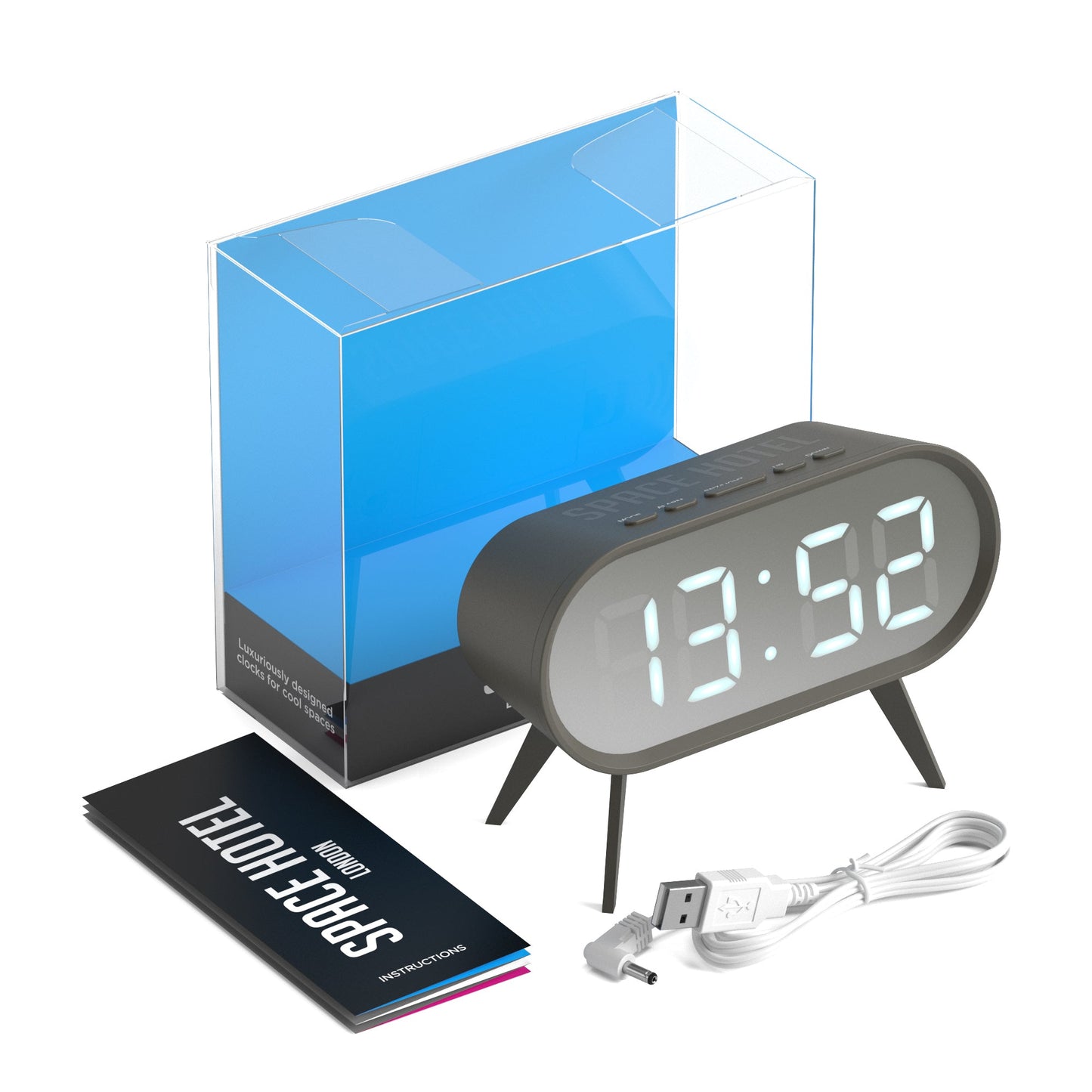 Newgate Space Hotel Cyborg Led Alarm Clock Grey