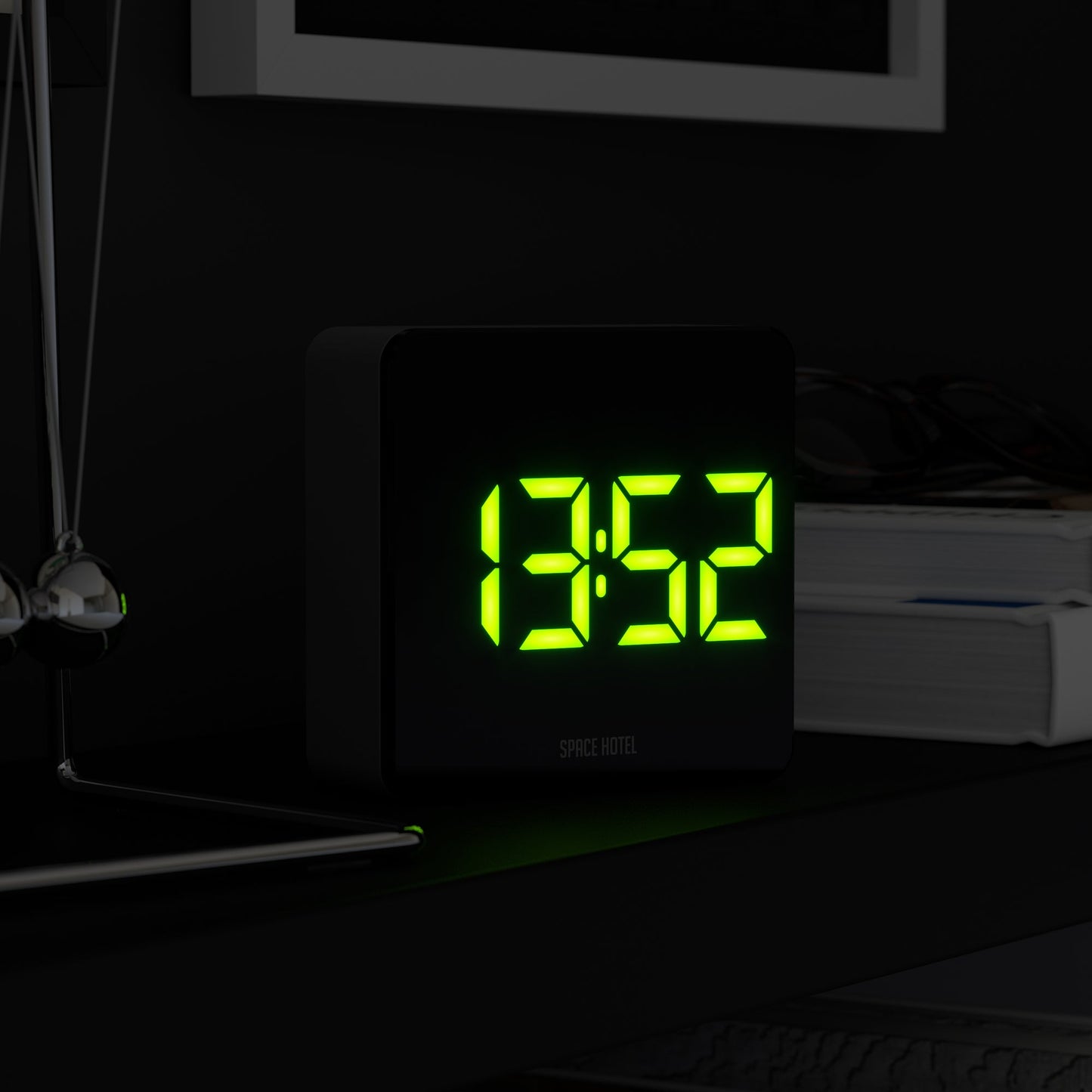 Newgate Space Hotel Orbatron Alarm Clock Black Case - Black Lens - Green Led