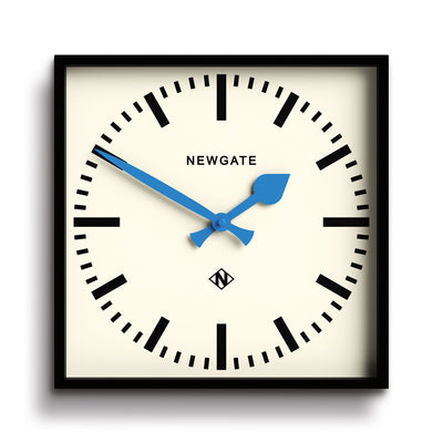 Newgate Number Five Wall Clock Black Blue Hands