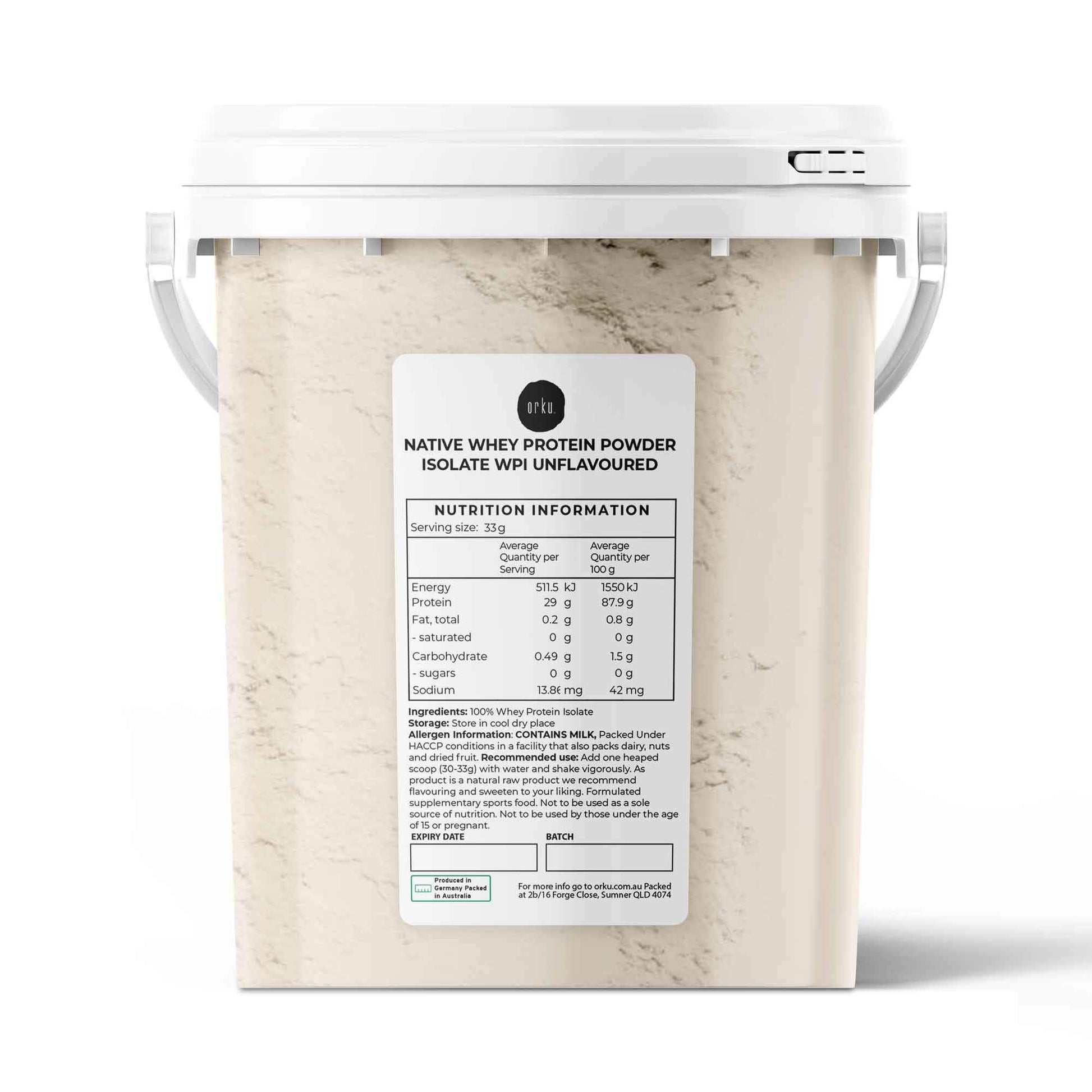 Native Unflavoured Whey Protein Isolate Powder - Shake WPI Supplement Bucket