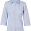 New Ladies Womens Cvc Oxford Shirt 3/4 Sleeve Work Suit Dressy Tailored Blue