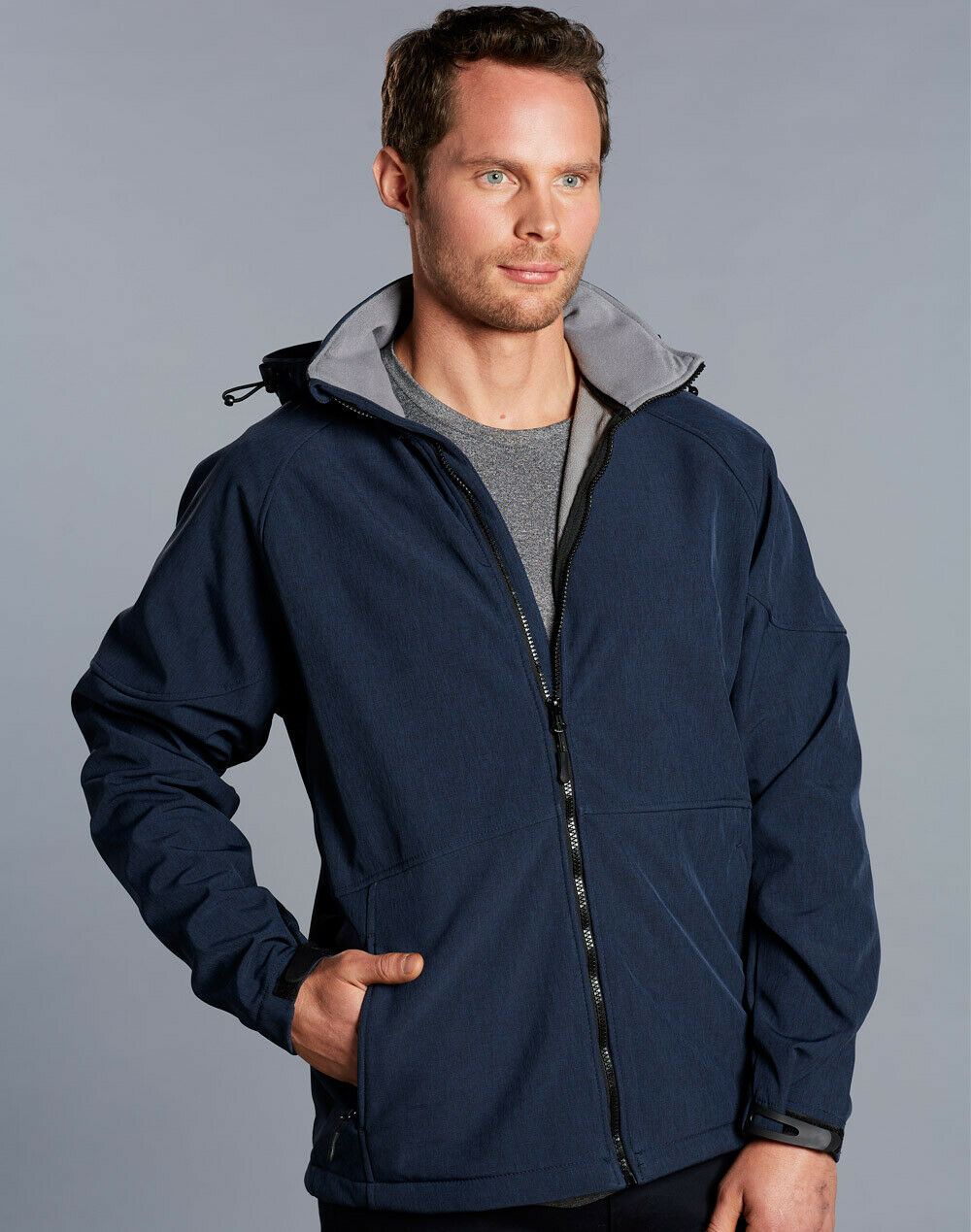 New Mens Aspen Softshell Hooded Jacket Warm Work Everyday Hood Soft Shell Pocket