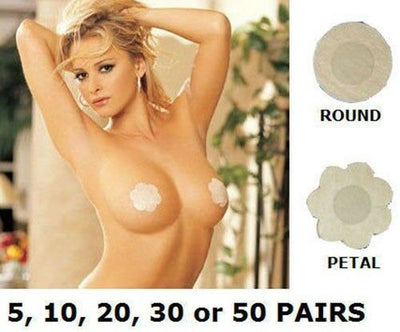 New Womens Round Or Petal Shaped Adhesive Nipple Cover - 5 10 20 Or 50 Pairs